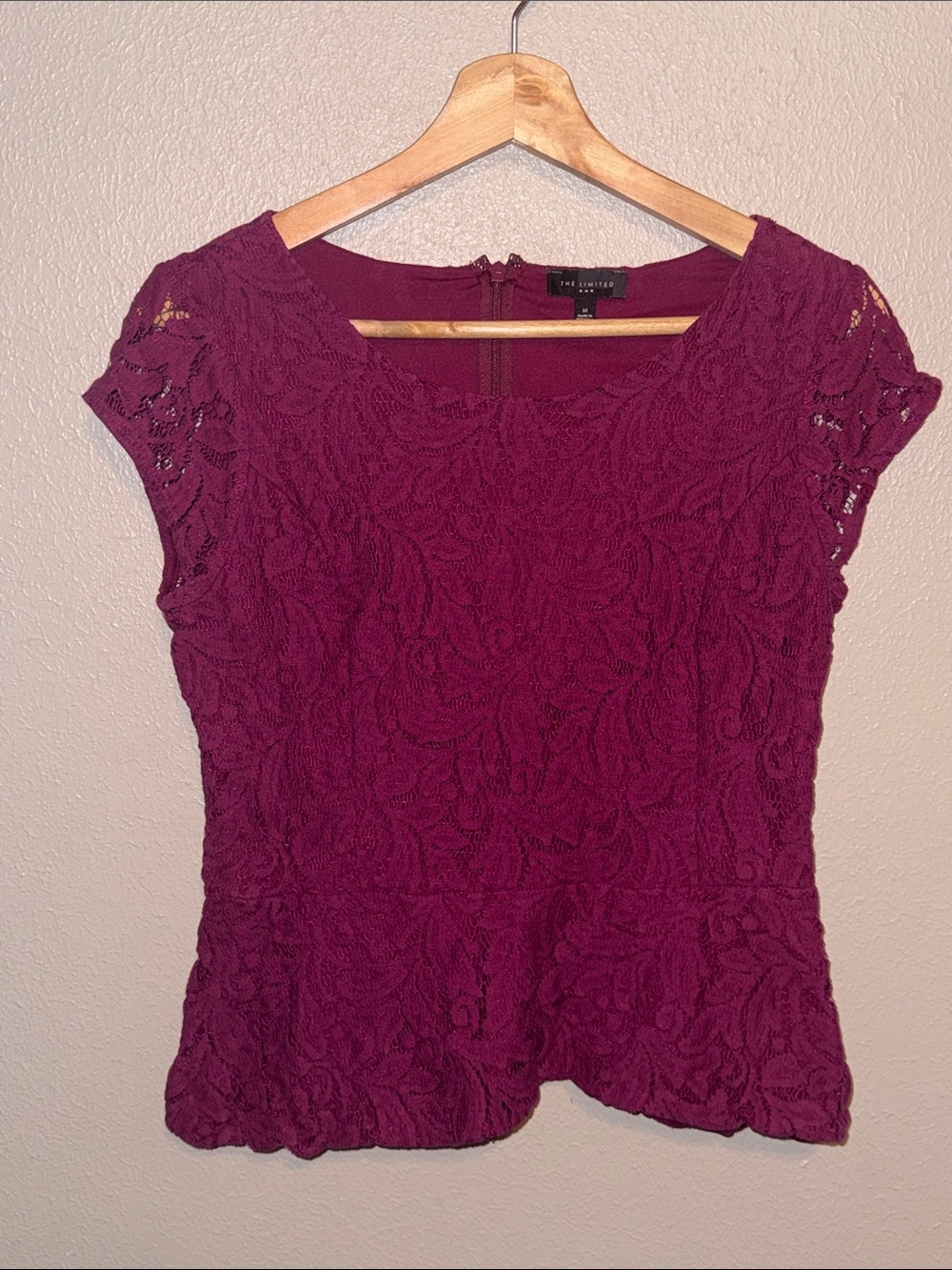 The Limited Women's Lace Peplum Top in Burgundy